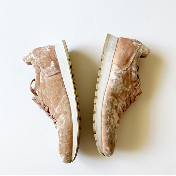 Top Shop Pink Crushed Velvet Round Toe Lace Up Sneakers - Picture 8 of 8